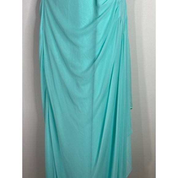 David's Bridal Women's Halter Neck Turquoise Maxi Dress Sz.10 - Picture 4 of 12